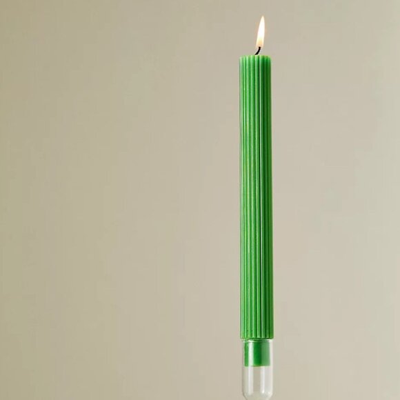 Anthropologie Fluted Light Green Taper Candles Set of 4 NEW WITH TAG‎ - Picture 3 of 3